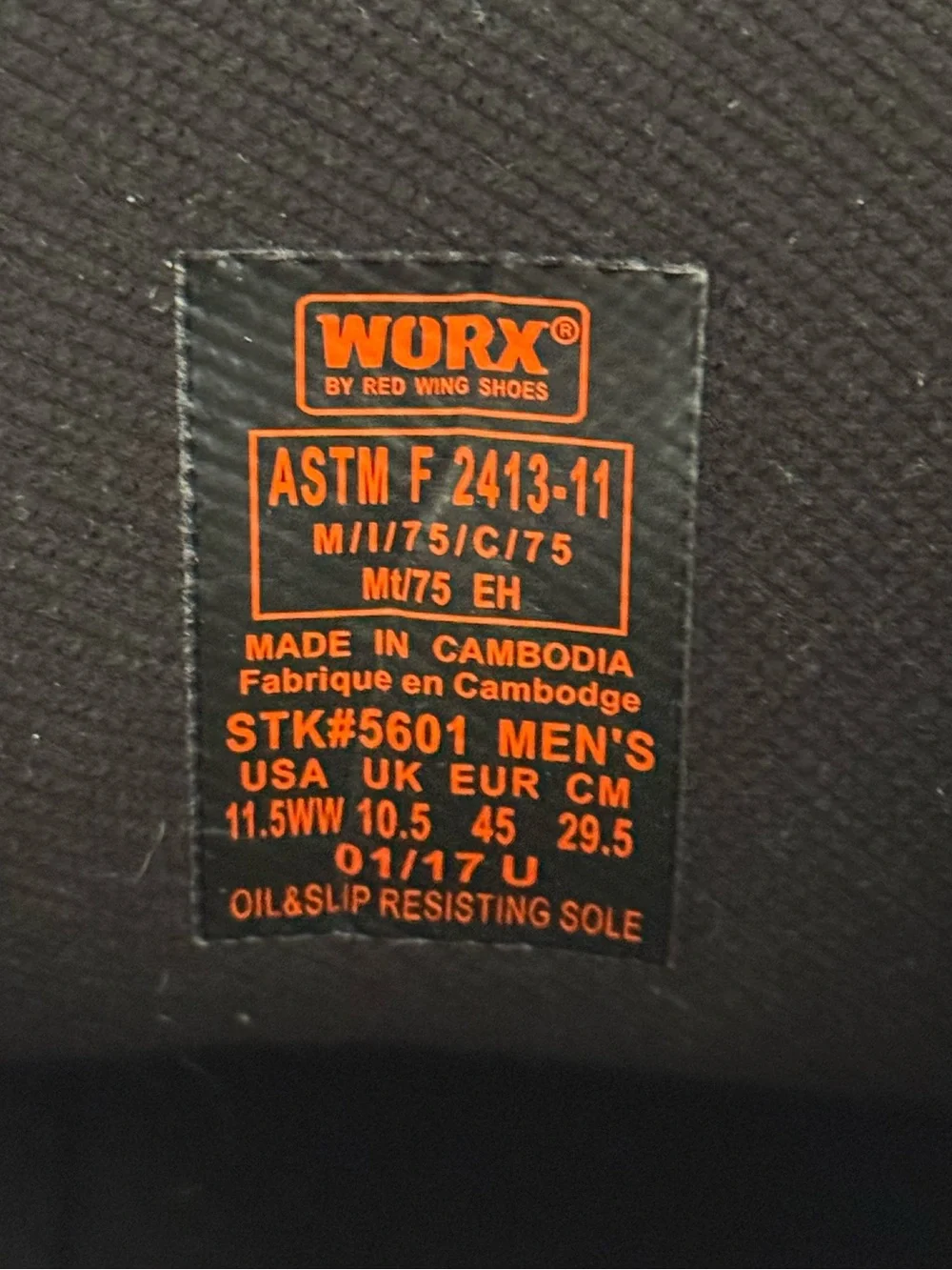 Red Wing Worx 5601 Men's Work Boot Black Metatarsal Guard Steel Toe